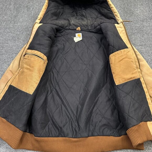 Vintage Carhartt Distressed Faded Tan/Brown XL Hooded Jacket USA Made J140-BRN - Picture 2 of 13
